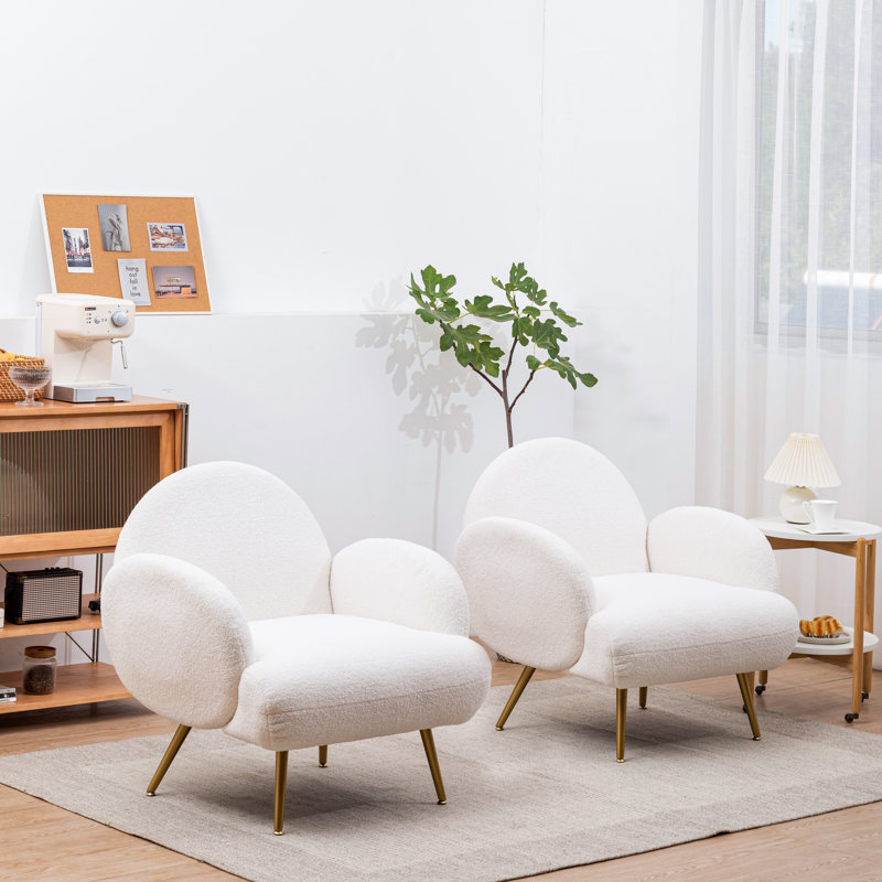 Everly Quinn Oziah Sherpa Accent Chair Upholstered Comfortable Arm ...